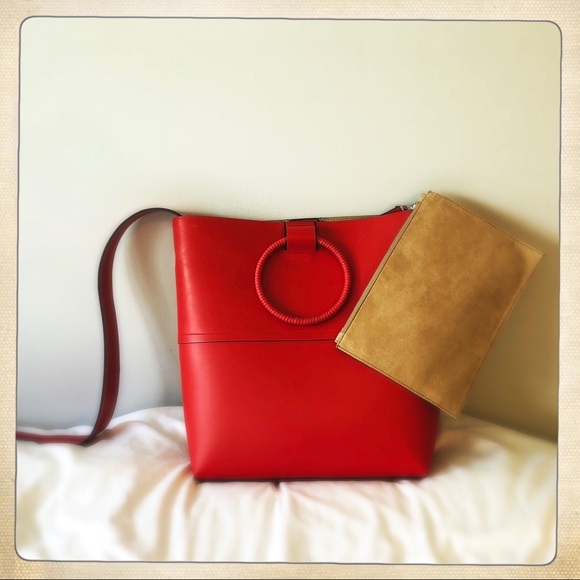 BRAND NEW THEORY LARGE HOOP TOTE IN RED LEATHER!! - Picture 8 of 8